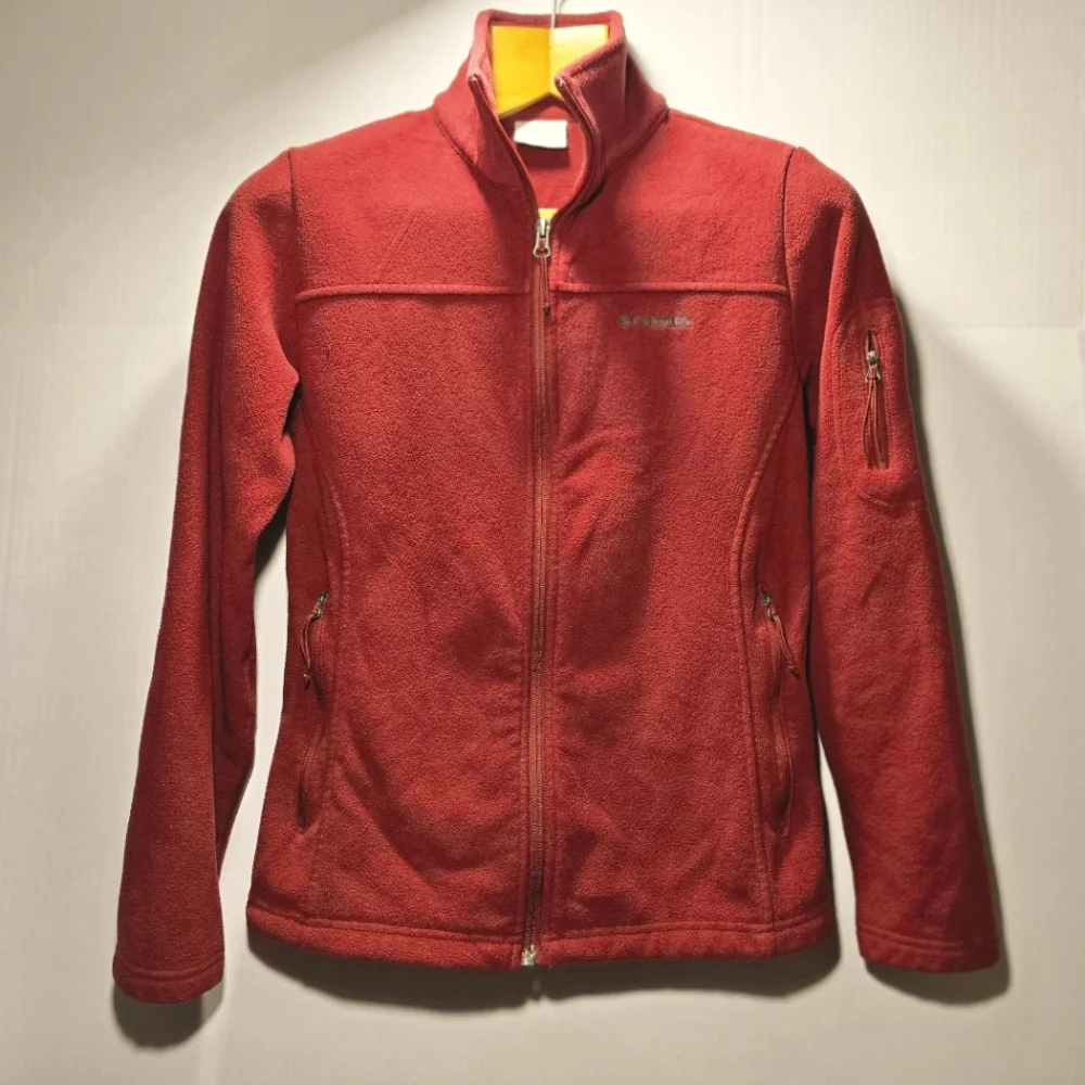 Columbia Women's Fleece Jacket Medium Red/Deep Orange Beautiful Color - Picture 1 of 5